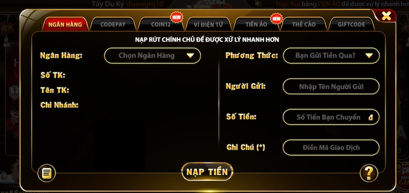 Nạp tiền Yo88 qua tài khoản ngân hàng